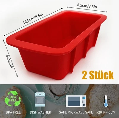 2x Silikon Brotbackformen  Kastenform Kuchenform  Brotform Kuchen Königskuchen - Bild 1 von 4