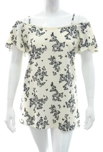 Size 16 Sexy Black Butterfly Cut Cold Shoulder Strappy Tunic Top Angel Sleeve - Picture 1 of 2