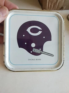 VINTAGE 1965 HORMEL NFL CHICAGO BEARS HELMET TIN LID COASTER 4 × 4 - Picture 1 of 2