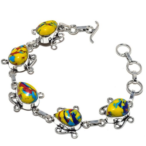 VALENTINO Bracciale Mosaico Palloncino Diaspro Gemma Argento Sterling 925 7 8" G556