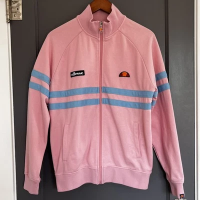 ELLESSE Rimini Track Jacket Men's MEDIUM M Pink Blue Stripes Retro Zip Up Sport - Image 1 of 4