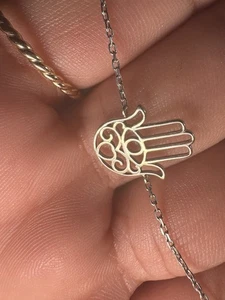 14k White Gold Hamsa 15mm Bracelet Adjustable 1.2G Amulet Rarities IMMD - Picture 1 of 8