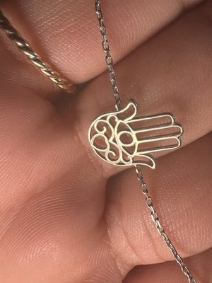 14k White Gold Hamsa 15mm Bracelet Adjustable 1.2G Amulet Rarities IMMD - Image 1 of 4