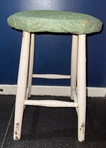 Rustic Vintage Handmade Wooden Mushroom Toadstool Stool Padded Seat 57cm by 39cm - Picture 1 of 10