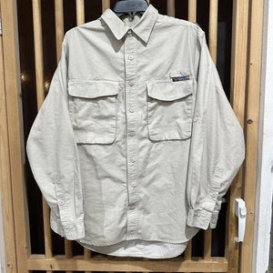 Ex Officio Shirt Men Medium Beige Travel Wear Long Sleeve Outdoor Safari Pockets - Picture 1 of 7