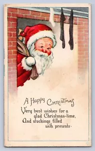 K1/ Santa Claus Christmas Postcard c1910 Stockings Fireplace 89 - Picture 1 of 4