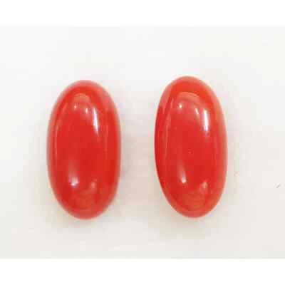 13.35ct Certified Natural Italian Red Coral Moonga Gemstone 1Pair Set - Image 1 of 2