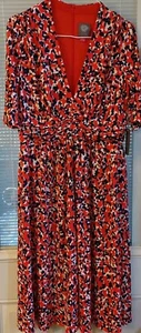 Vince Camuto Midi Skater Dress, 3/4 Sleeves, V Neck, Size 14P, Stretch - Picture 1 of 4