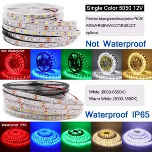LED Strip Lights 12V 5050 SMD Flexible Tape Rope TV Lighting Waterproof 1-5m UK - Picture 1 of 22