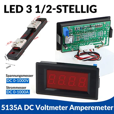 0-1000V 0-1000A LED Digital DC Voltmeter Amperemeter Panel Meter 3 1/2-stellig - Bild 1 von 4
