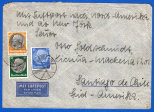 ALEMANIA A CHILE, PORTADA REGISTRADA DE CORREO AÉREO, 1929, EN MUY BUEN ESTADO  - Imagen 1 de 2