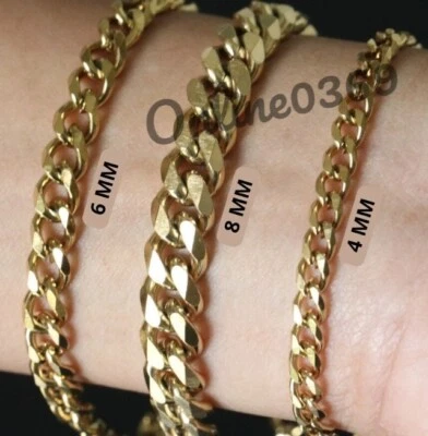 Brazalete de cadena de eslabones cubanos Miami de metal macizo de plata 925 para mujer Foto 1 de 4