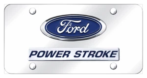 Ford Power Stroke 3D Chrome Dual Logo Nameplate License Plate Official Licensed - Imagen 1 de 2