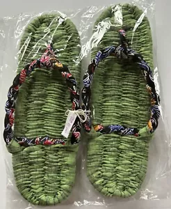 Asian Woven Cloth Unisex Men/Women House Shoes/Flip Flop 29cm/11.5" - Picture 1 of 4