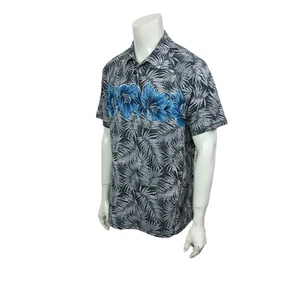 Tommy Bahama IslandZone Men's XL Floral Polo Shirt UPF 30 Black White Blue - Picture 1 of 11