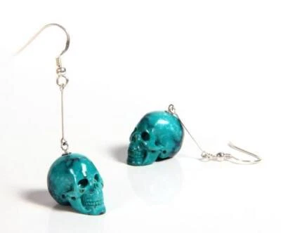 Pendientes calavera cristal tallado turquesa Foto 1 de 4