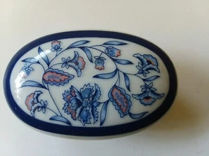 Linda caja de baratijas vintage Otagiri Blue Heron MaryAnn ligeramente usada - Imagen 1 de 5