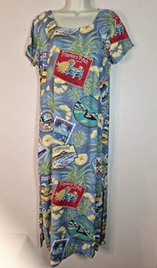 Reyn Spooner Dress Womens Small Hawaiian Tropical Pineapple Maxi Retro Beach USA - Picture 1 of 19