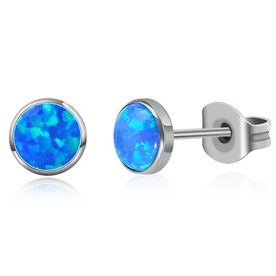 Hypoallergenic multiple colour Opal Stud Earrings for Sensitive Ears Women Girls - Image 1 of 4