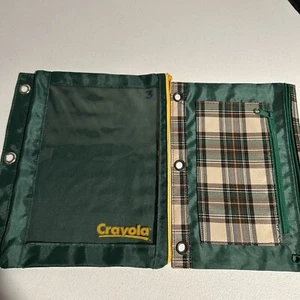 Crayola Pencil Pouch Used And Plaid Green Pencil Pouch - Picture 1 of 12