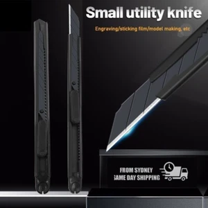 Utility Knife Portable Pocket Box Cutter Retractable Paper 9MM Metal Blad X 3 - Picture 1 of 6