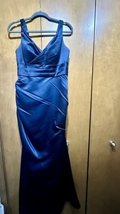 Bill Levkoff SZ 12 Navy Satin Gown 526 Bridal Prom Formal MFSR $240.00 - Picture 1 of 4