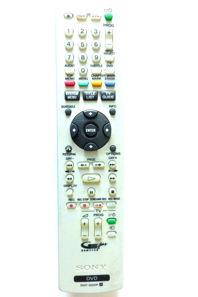 SONY DVD HDD RECORDER REMOTE RMT-D231P for RDRHX525 RDRHX725 RDRHX825 RDRHX925 - Image 1 of 1