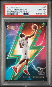 2023-24 Panini Select Scoot Henderson Thunder Lane Green Prizm PSA 10 Rookie #15 - Picture 1 of 2