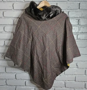 Joules Tweed With A Twist Hazelwood Brown Wool Cape One Size - Picture 1 of 14