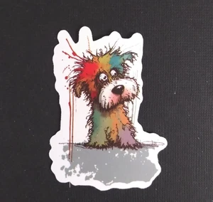 Adorable pegatina colorida brillante cachorro perro 2,5" x 1,75" (AH) - Imagen 1 de 2