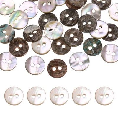 26Pcs Natural Shell Buttons,10mm 2 Holes Pearl Button,Beige Brown - Image 1 of 4