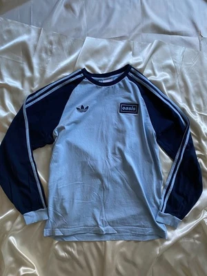 Oasis x Adidas Official Tour Blue 3 Stripe Long Sleeve Concert Tee Dublin Medium - Image 1 of 4