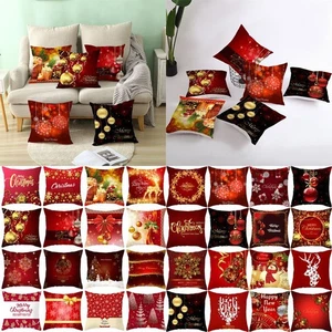 Festive Red Santa Claus Christmas Cushion Cover For Cozy Home Sofa Decor 18 Inch - Picture 1 of 43