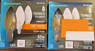 ECOSMART 40 Watt Soft White LED Dimmable E12 Candelabra Base B11 (2 paks 6 bulbs - Image 1 of 2