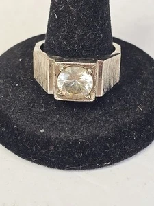 Rhinestone Ring 18k HGE Silver Toned Size 8 - Picture 1 of 6