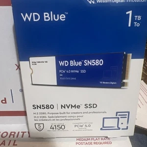 Western Digital WDBWMY0010BBL-WRWM WD Blue 1TB SN580 NVMe Internal SSD - Afbeelding 1 van 10