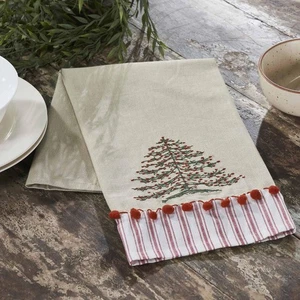 Piper Classics Timeless Ticking Red Embroidered Tree Kitchen Towel Tree, - Picture 1 of 3