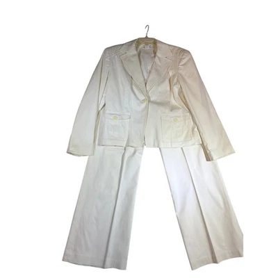 Conjunto de traje blazer blanco y pantalones de pierna ancha Worthington para mujer talla 14 Foto 1 de 4