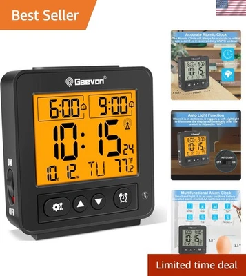 Small Atomic Travel Alarm Clock with Auto/8s Backlight, 2 Alarm Settings, Tem... - Image 1 of 4