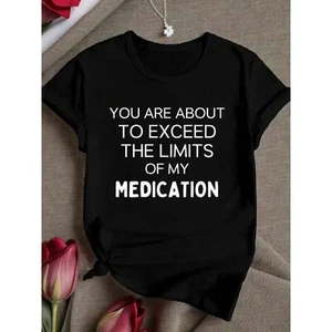 Women's Fashionable Casual T-shirt, Letter Printed Short Sleeved,Lounge Clothes - Picture 1 of 12