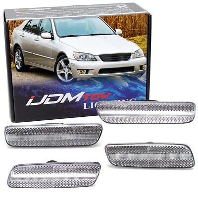 Juego de 4 marcadores laterales delanteros/traseros LED completos blancos lentes transparentes para 01-05 Lexus IS300 Foto 1 de 4