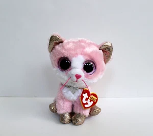 Ty The Beanie Boo Collection Fiona die rosa Katze Plüschtier Stofftier 6 Zoll Neu mit Etikett - Bild 1 von 5