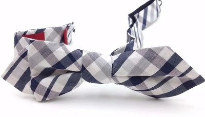 $100 Alfani Mens Check White Blue Wedding Bow Tie Classic Adjustable Bowtie - Image 1 of 4