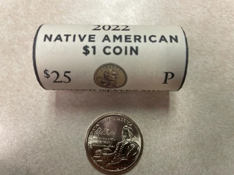H/T~ 2022 P SACAGAWEA/NATIVE AMERICAN UNCIRCULATED $25 dollar roll *FREE SHIP** Cover