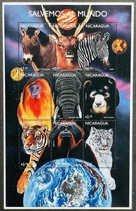 NICARAGUA ENDANGERED SPECIES WILD ANIMALS STAMPS SHEET 1999 mnh PLANETS TIGER - Picture 1 of 1