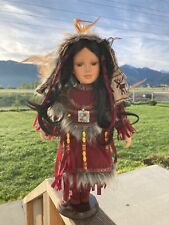 Cathay collection Native American Porcelain Doll Female W/Hoop Cathay 1-5000 15"