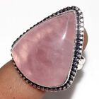 925 Silver Plated-rose Quartz Ethnic Gemstone Ring Jewelry Us Size-12 Au W690