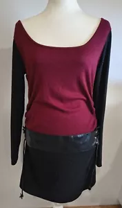 Black & red long sleeve belt dress XL - Picture 1 of 2
