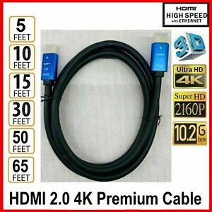 HDMI Cable 2.0 4K 3D HDTV PC Xbox ONE PS4 High Speed 5 10 16 33 50 65 FEET LOT