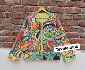 Multi pflanzliche gesteppte Baumwolljacke handgefertigte Baumwolljacke Damenbekleidung USA - Bild 1 von 3